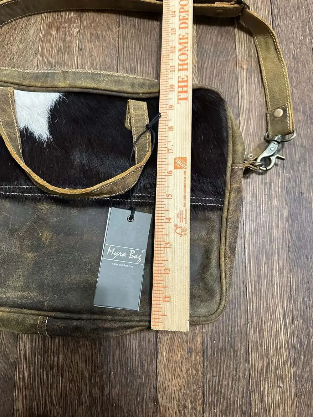 New Myra Bag Sombre Hues Leather and Cowhide Laptop Bag Boho Western Farm